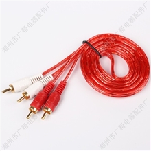 广辉原厂1.5米2对2平头透明AV线材音频线音响线电脑音箱连接线