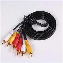 广辉1.4米三对三平头AV线材六头线音频线视频线音响音箱连接线