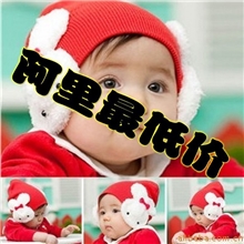 儿童帽子秋冬款韩版两只侧大兔子帽帽子套头帽