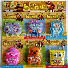 熊出没玩具吊版打地鼠掌上游戏机钥匙扣玩具电动玩具打地鼠