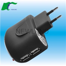 双USB旅行充电器5V1A-2A美规，欧规适用便携式充电器CERohs
