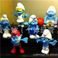 生产批发蓝精灵美版3D版蓝精灵新款6款公仔手办人偶玩具