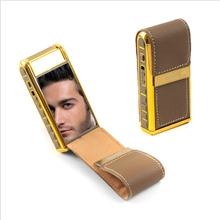 2012江湖热销韩国多用剃须刀真皮带镜子双用剃须刀