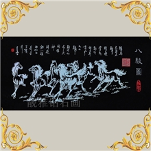 海潮水晶钻石画厂家八骏图diy钻石画双面钻底图配件可批发