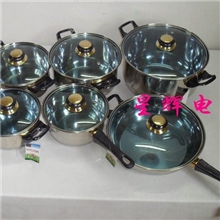 外贸出口《happyhome》不锈钢套煲12件套方便耐用超值