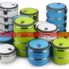 专业生产不锈钢防溢双层保温饭盒日式QQ便当盒(图)