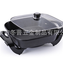 供应热销冬灿电热锅韩式多功能电热锅方锅电炒锅火锅双发热管厂家
