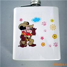 厂家供应酒壶不锈钢酒壶可爱卡通图案印刷年年胜酒壶