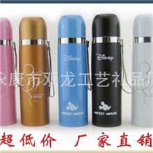 爆款迪士尼学生卡通不锈钢真空子弹头吊带保温瓶米奇礼品保温瓶