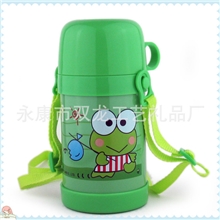 杯子批发400ML不锈钢真空保温壶儿童卡通背带水壶时尚运动水杯