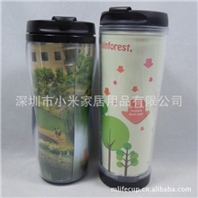 mlife小米家居供应双层广告杯塑料杯创意塑料杯星巴克杯