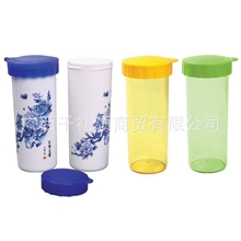 厂家直销随心杯400ML时尚青花水杯RA-580旅行杯密封塑料杯