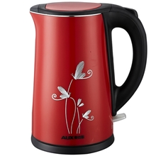 热销精致红色奥克斯电热水壶HX-128K1高级双层防烫不锈钢