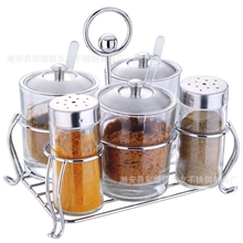 供应健康调味套五味可视玻璃调味罐调味盒调味瓶糖罐盐罐套装