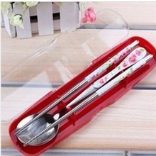 不锈钢花型筷子套装餐具筷勺两件套郊游旅游外出聚餐必备厂家直销