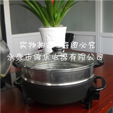 专业生产第六代多功能韩式电热锅带蒸笼电热锅