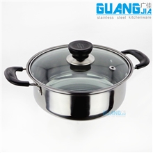 厂价直销不锈钢双耳弧形汤锅不锈钢多用锅泡面锅9.9批发