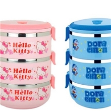 hellokitty双层凯蒂猫饭盒保温桶不锈钢可爱卡通学生饭盒