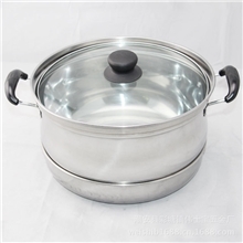 专业生产不锈钢锅免火再煮锅批发无/带磁不锈钢免火再煮锅26CM