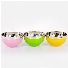 正品双层隔热保温复古碗不锈钢饭碗儿童面碗彩色碗餐具
