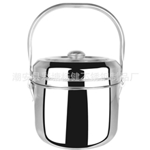 厂家直销不锈钢高效节能蒸锅气电两免火再煮锅7L手提双层保温锅