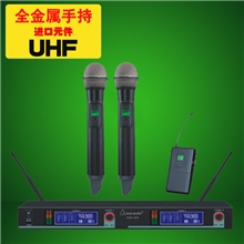 厂家批发一拖二无线麦克风UHF话筒KTV卡拉ok家庭金属手持