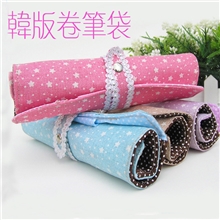 2013新款满天星棉麻大容量学生卷帘笔袋文具袋批发定做笔袋