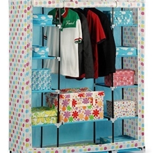 16mm加厚钢管双人衣柜简易布无纺布折叠衣柜韩版卷帘式布衣橱