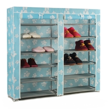 千加衣鞋架批发新款卷帘式双排布鞋架多层式组装鞋柜防尘鞋架收纳