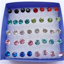 爆款耳饰批发彩色水钻防过敏耳钉5MM配耳塞1盒20对