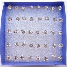 小额批发透明水钻防过敏塑料耳钉耳饰直径4MM配耳塞每盒20对