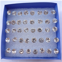 耳钉批发透明大水钻防过敏针耳钉直径5MM配塞1盒20对