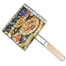 厂家直销四汉堡烧烤网铁丝烧烤架BBQ烤肉夹烤鱼夹