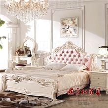 国豪轩贵族实木家具双人床1.8米新古典婚床手工贴泊特价9.4备货节