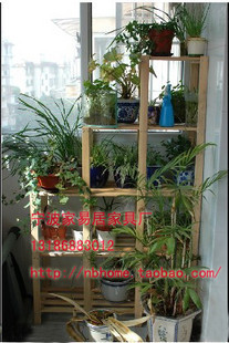 家易居实木置物架陈列架花架杂物架九格架