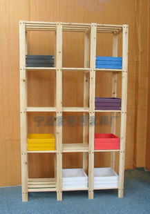 家易居实木置物架陈列架花架杂物架货架方12格架