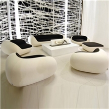 休闲会所沙发100%真皮沙发黑白创意个性简约沙发厂家直销