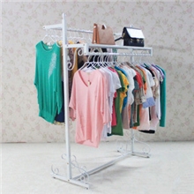 铁艺双杠衣架中岛展示架落地服装架服装展示架卧室包包架批发