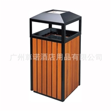 公园户外木质果皮箱正方形四面开口垃圾桶工业园防腐木垃圾桶