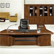 3.8米,3.2米紫檀色木皮总裁台办公台-MB-8303