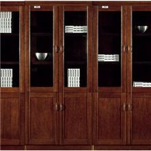 3.2米7门组合胡桃木皮红啡木皮书柜MW-08