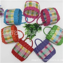 手工编织浴室小挂蓝单把挂篮浴室收纳筐