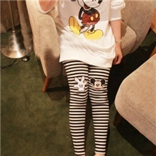 13韩国东大门新款卡通米奇宽松卫衣+条纹打底裤套装8192