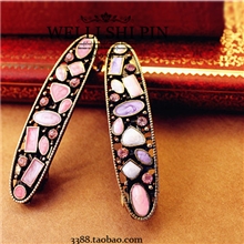 韩国发饰品批发复古椭圆形闪钻亚克力边夹发夹