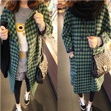 2013新款韩国代购东大门新品高档千鸟格娃娃厚呢大衣8197