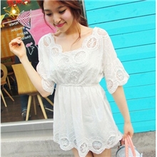 2013年秋装新款恬静小清新蕾丝花边镂空钩花收腰连衣裙L14-1138