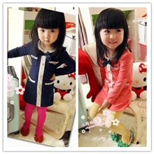 0577潮流童装批发2013秋季新款女童名媛气质优质棉多口袋连衣裙