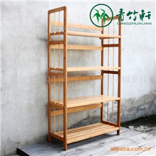 青竹轩楠竹书架报刊架4层