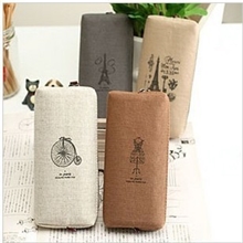 厂家直销复古浪漫巴黎记忆麻布笔袋/收纳袋