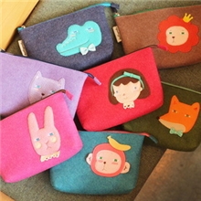 韩版可爱动物毛毡布收纳袋化妆包零钱包手机包相机包